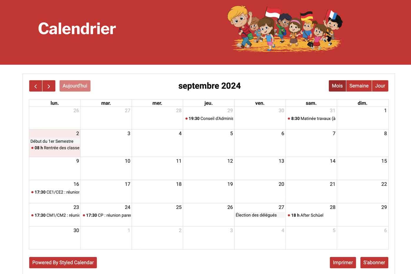 Image calendrier en ligne